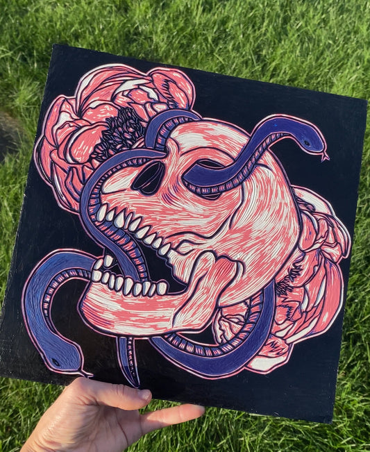 Snake Skull Acrylic Paint Carving