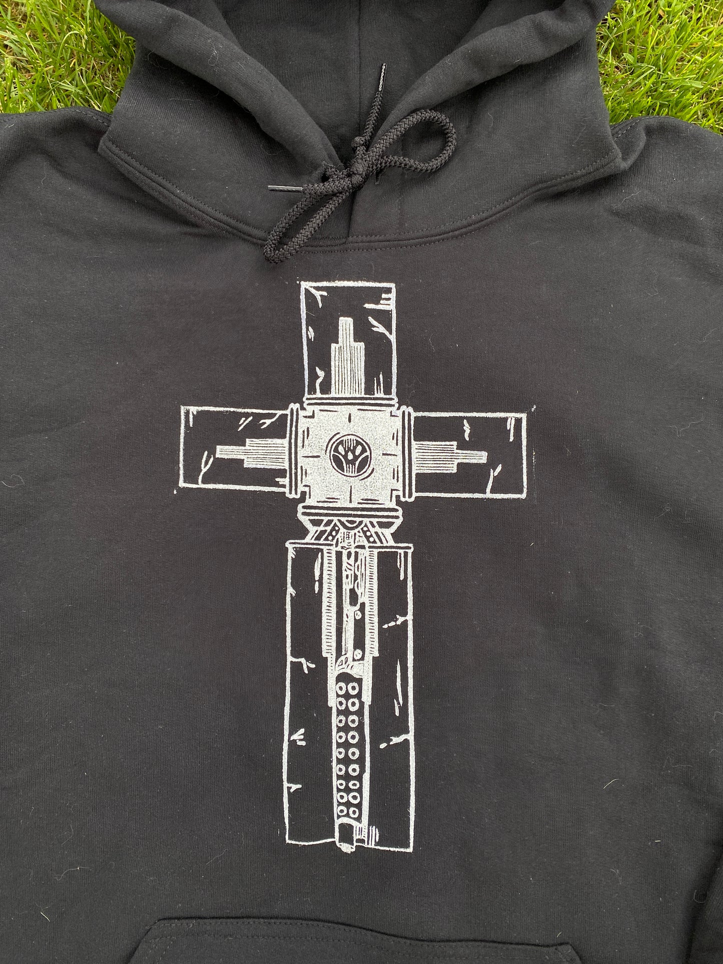 Woolfwood Punisher Linoleum Printed Black Hoodie