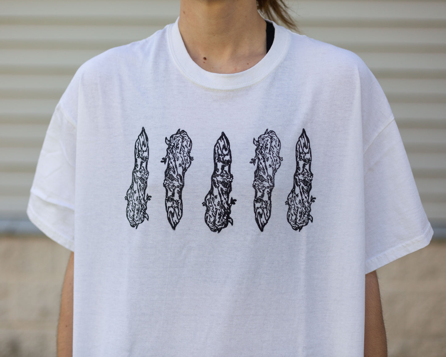 Magic Fingers Black Ink Linoleum Printed T-shirt