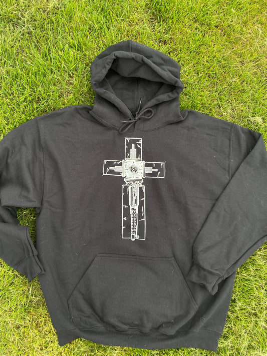 Woolfwood Punisher Linoleum Printed Black Hoodie