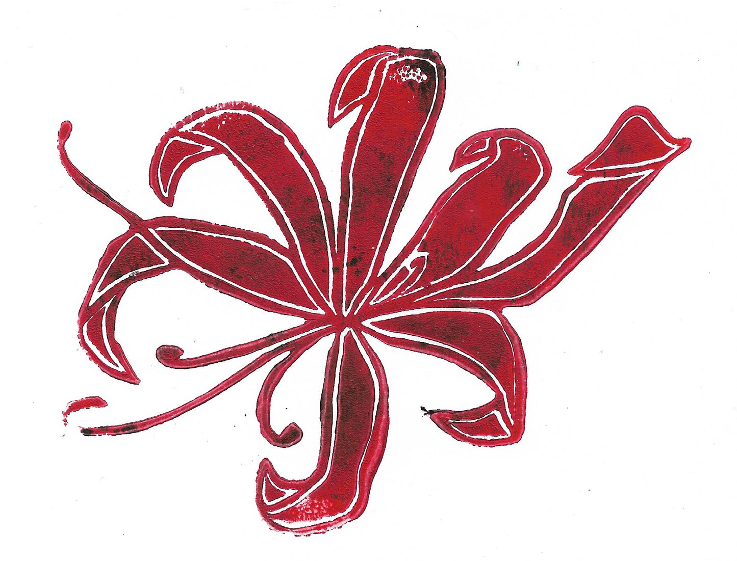 Spider Lily Linoleum Print