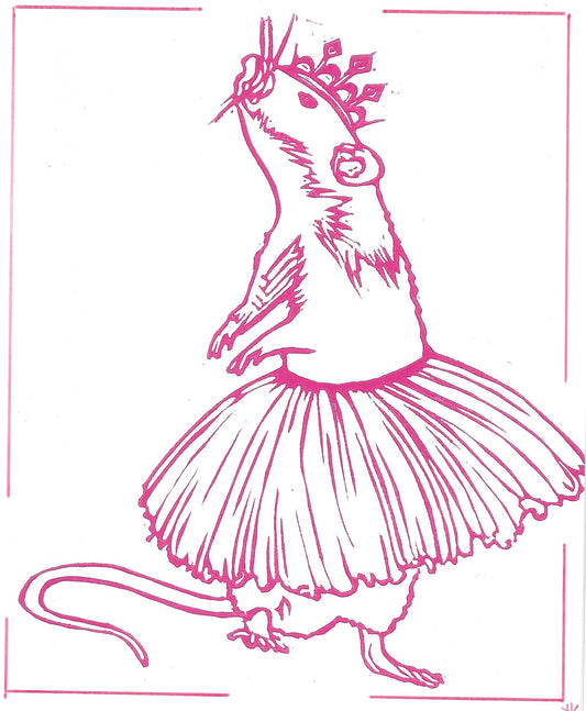 Sugar Plum Rat Linoleum Printed Card