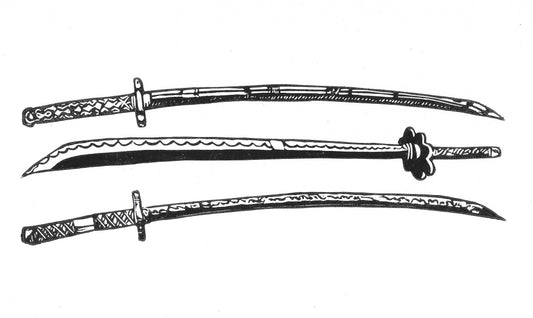 3 Sword Style Linoleum Print