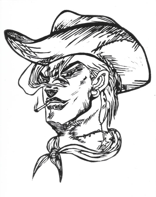 Cowboy Dio Linoleum Print