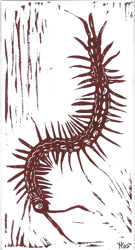Centipede Linoleum Print