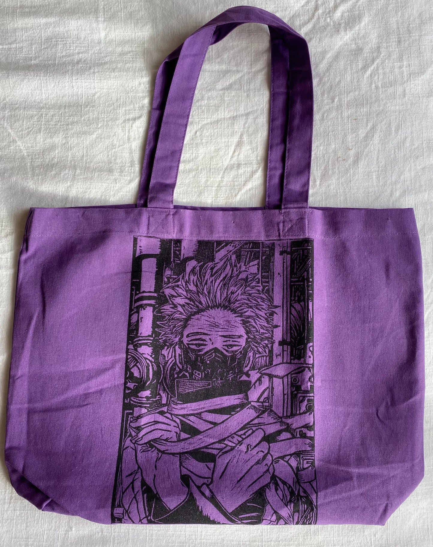 Sleepy Purple Hero Linoleum Printed Tote Bag