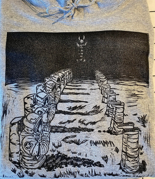Darkness Demon Linoleum Printed Gray Hoodie