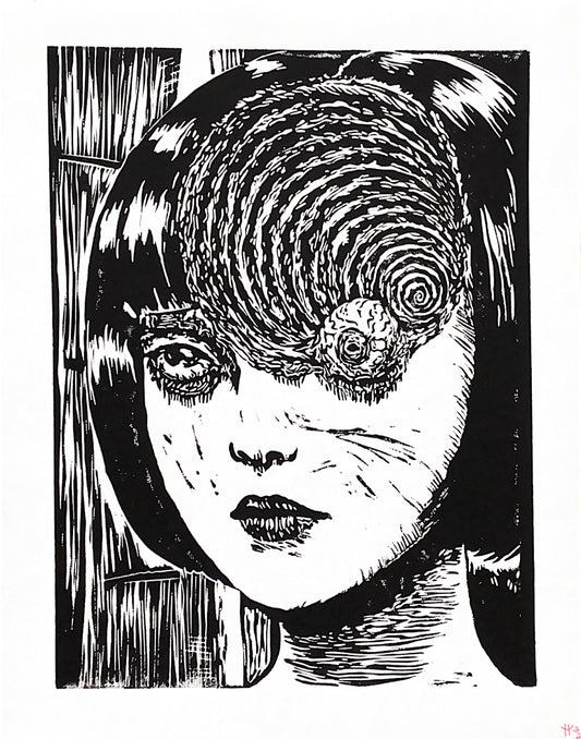 Uzumaki Spiral Linoleum Print