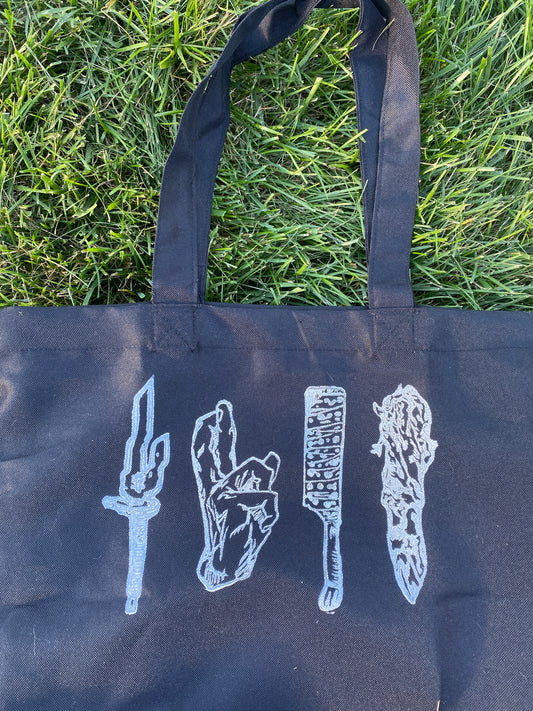 JJK Men Linoleum Printed Black Tote Bag