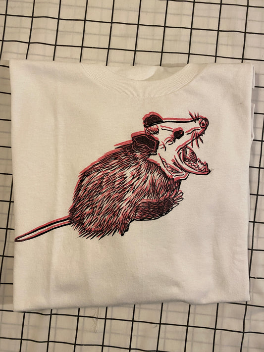 Possum Screaming Pink Linoleum Printed T-shirt