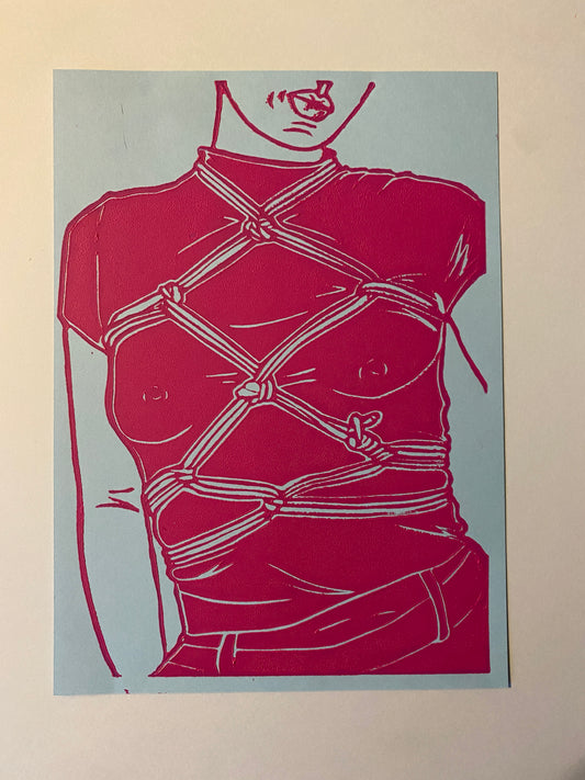 Tied Valentine Linoleum Print