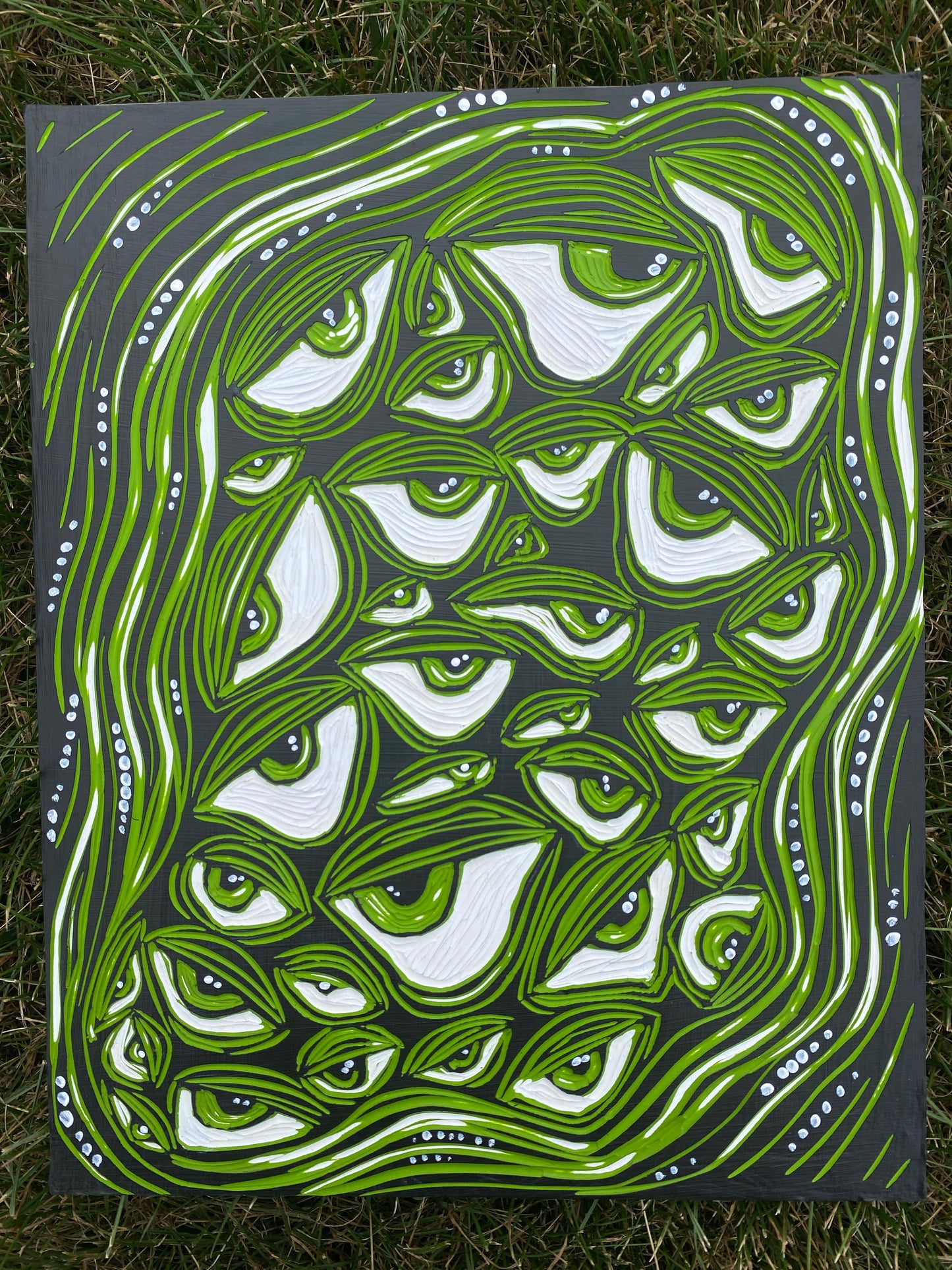 “Green Eyes” Acrylic Paint Carving