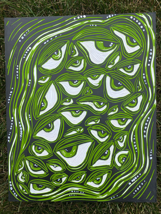 “Green Eyes” Acrylic Paint Carving