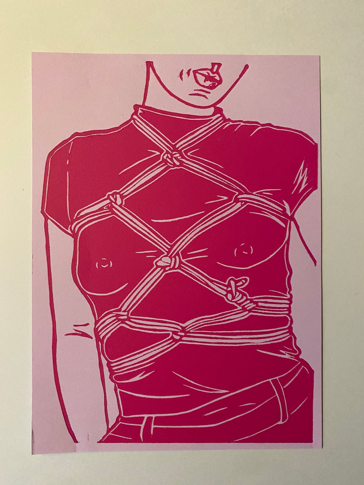 Tied Valentine Linoleum Print