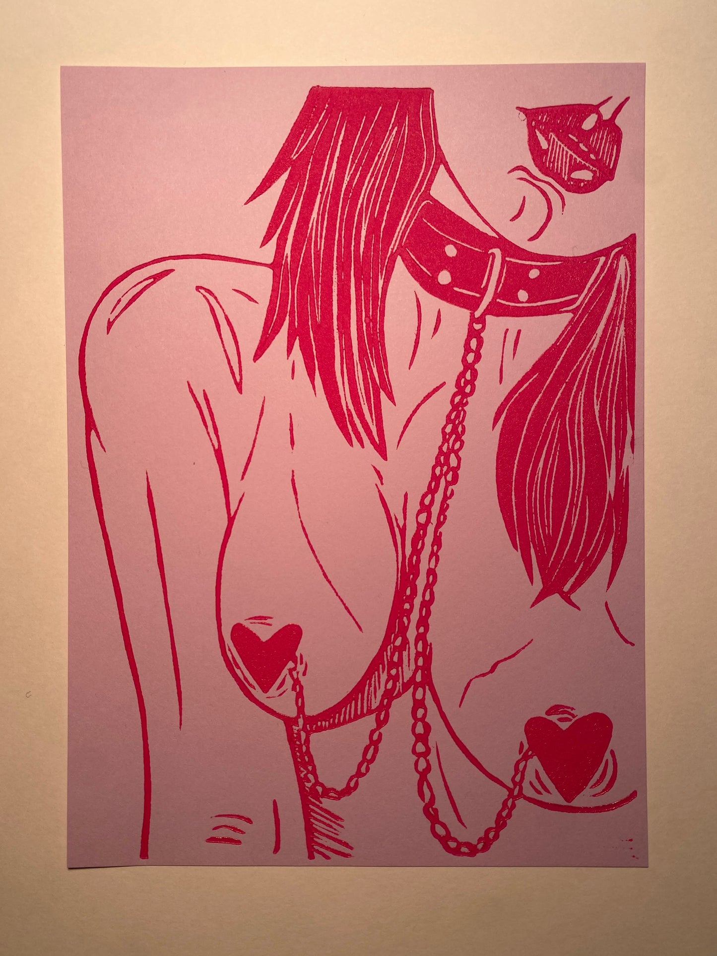 Chain Valentine Linoleum Print