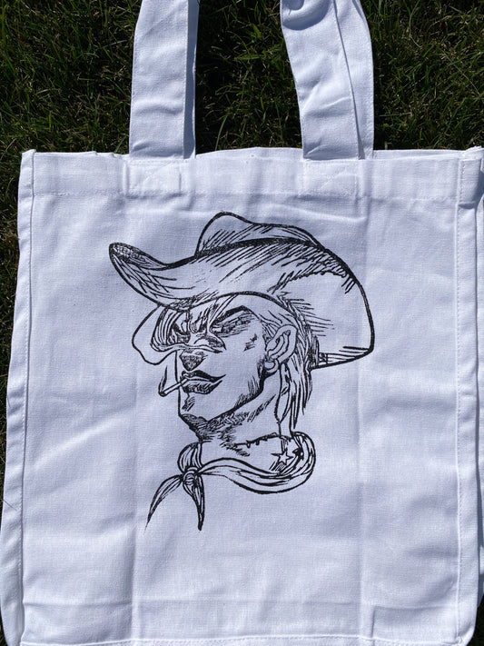 Cowboy Dio Linoleum Printed Tote Bag
