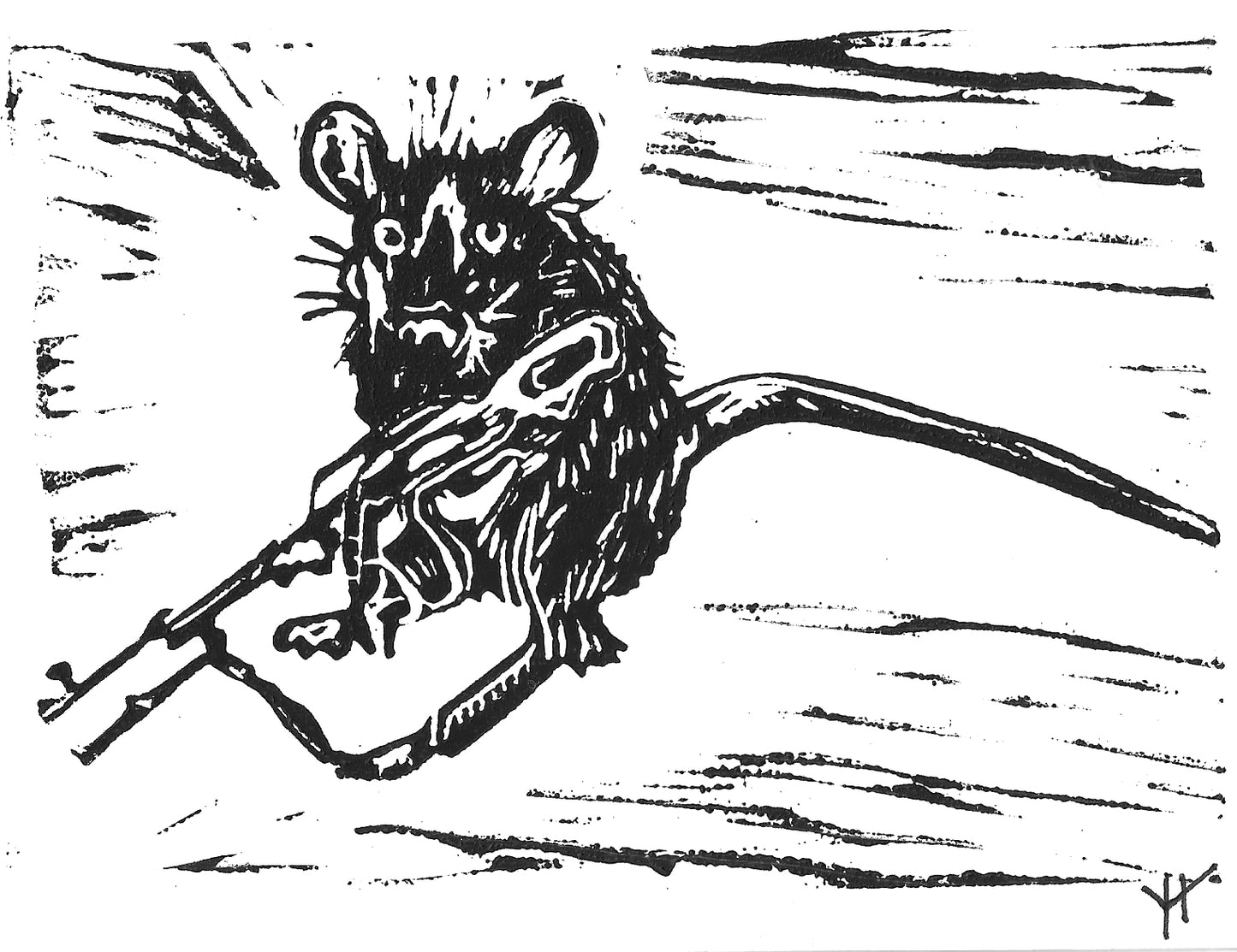 The Rat Linoleum Print